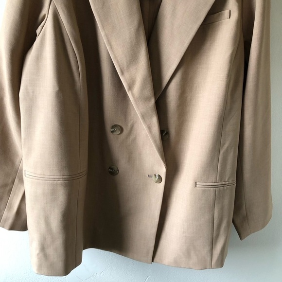 Maeve Anthropologie Tan Beige Plus Double Breasted Blazer 24W - Picture 7 of 11